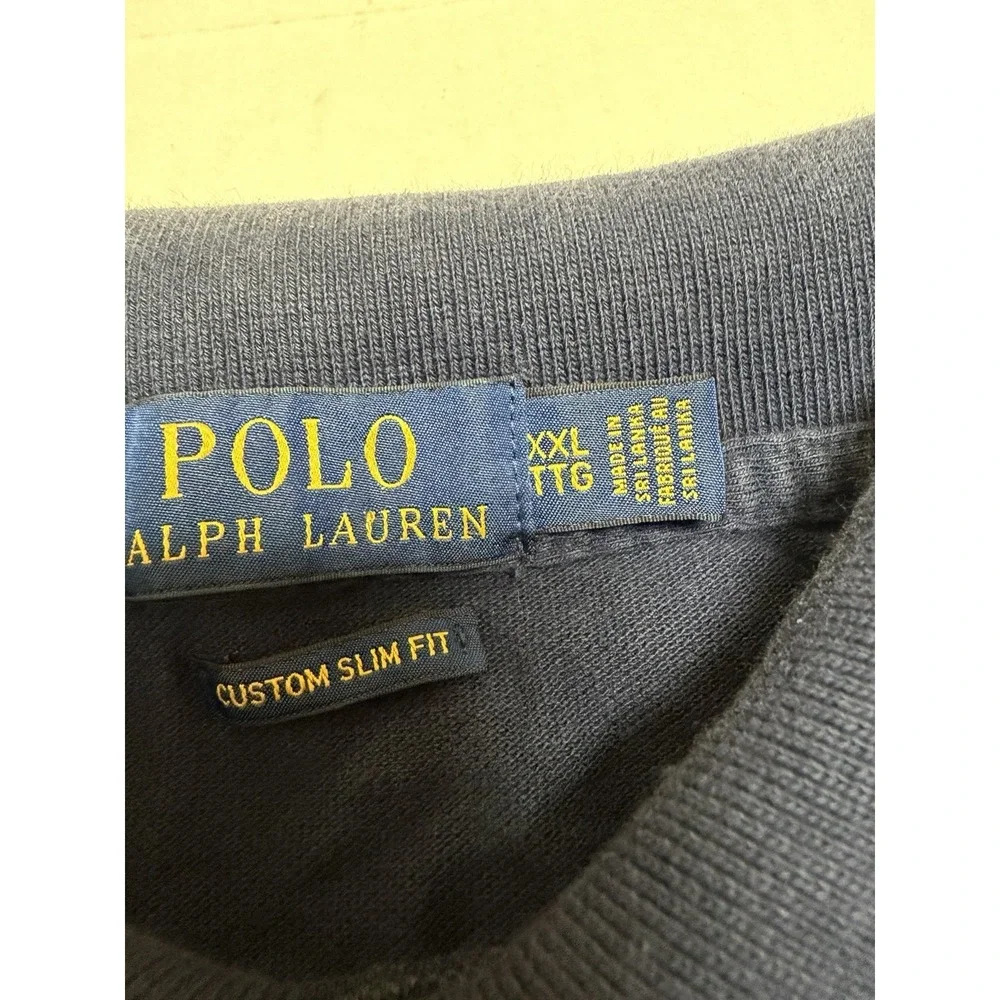 Polo ralph lauren custom fit blue ss polo, chest embroidered design, men's xxl